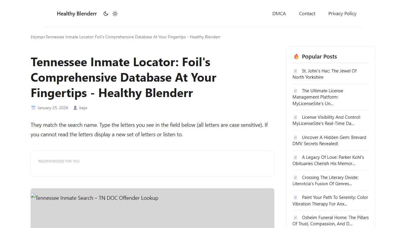 Tennessee Inmate Locator: Foil's Comprehensive Database At Your Fingertips - Healthy Blenderr